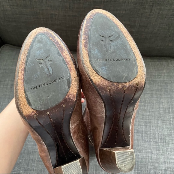 Frye Miranda Slouch Chocolate Brown Leather Boots - Picture 9 of 12